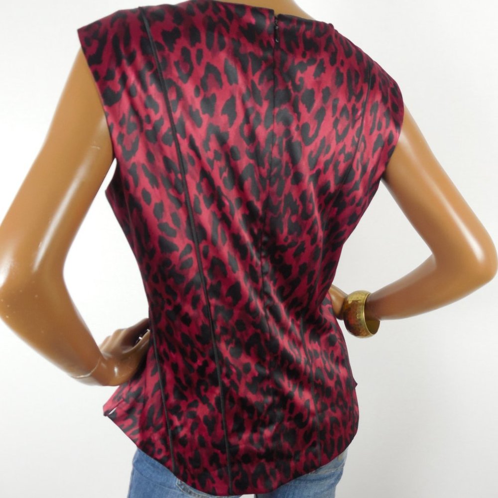 WHBM Women's Top L/14 Red/Black Animal - Picture 5 of 8